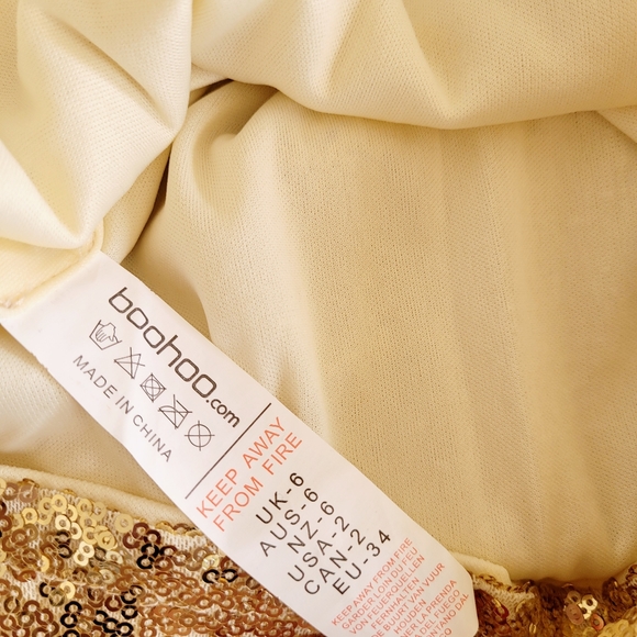 BOOHOO BOUTIQUE Gold Sequin Bodycon Dress (s6) Eliza BNWT - Picture 14 of 15